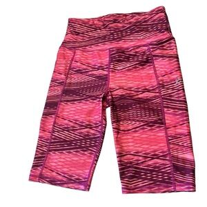 Nine West Active Biker Purple Pink Stripe Side Pockets Shorts Size s